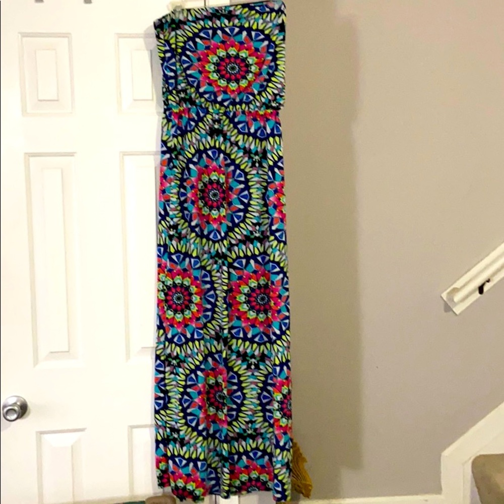 Neon Medallion Print Maxi Dress